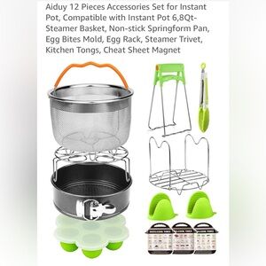 AIDUY 12-Piece Instant Pot‎ Accessories Set, COMPATIBLE W/6 & 8 QT SILVER/GREEN
